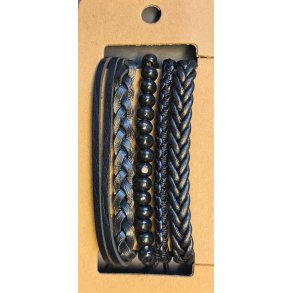 Skinn og perler armbnd sett no. 5