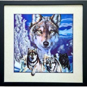 Poster med ramme i 3D, Ramme med 4 ulver