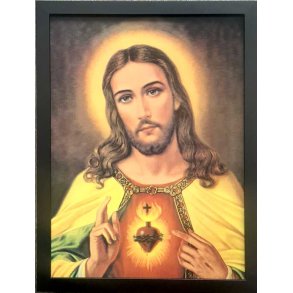 Poster med ramme i 3D, Jesus' hjerte
