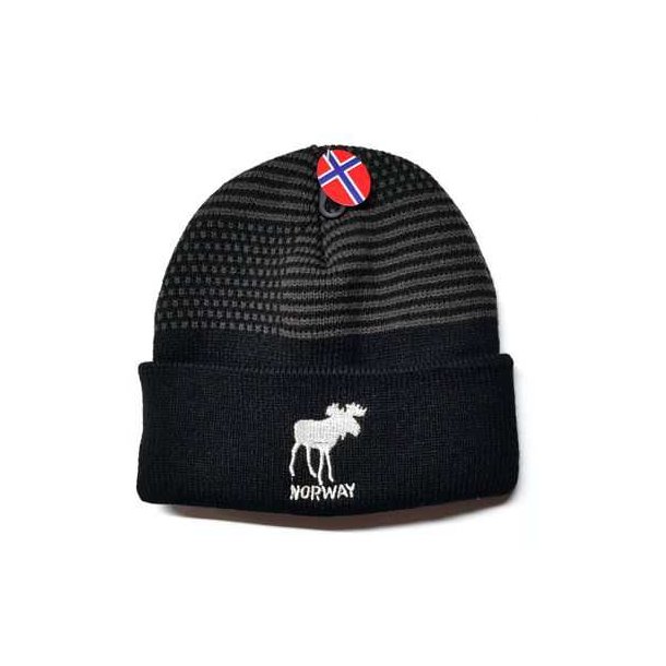 Strikkelue Elg sort