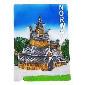 3D resin Stavkirke magnet