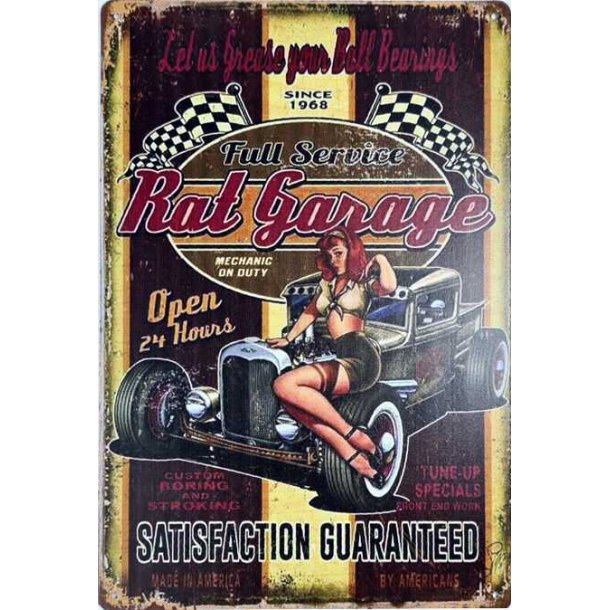 Metall skilt, Rat Garage