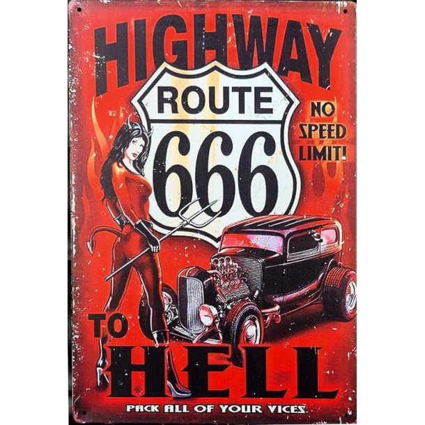 Metall skilt, Highway 666