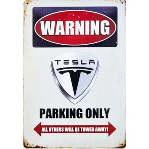 Metall skilt, Tesla parkering