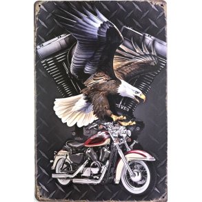 Metall skilt, Eagle & Motorcycle