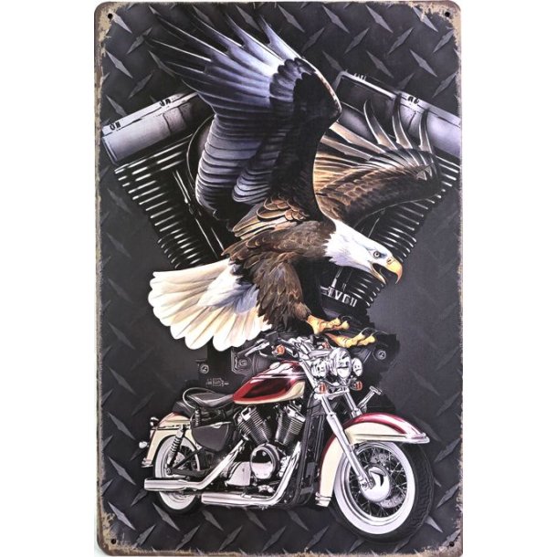 Metall skilt, Eagle &amp; Motorcycle