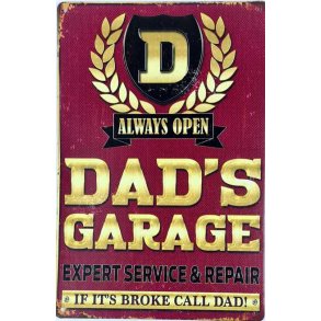 Metall skilt, Dad's Garage