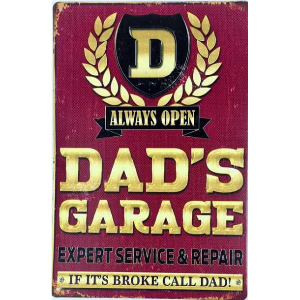 Metall skilt, Dad's Garage