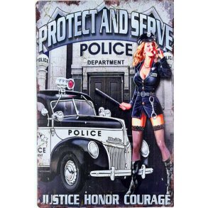 Metall skilt, Protect & Serve