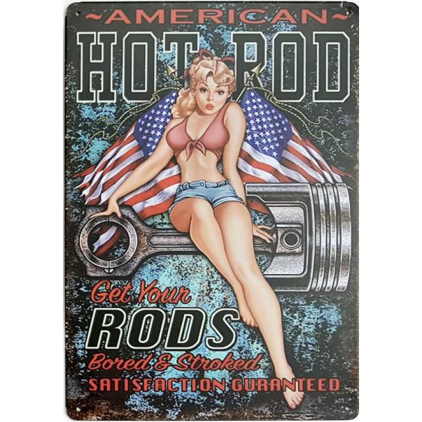 Metall skilt, American Hot Rod