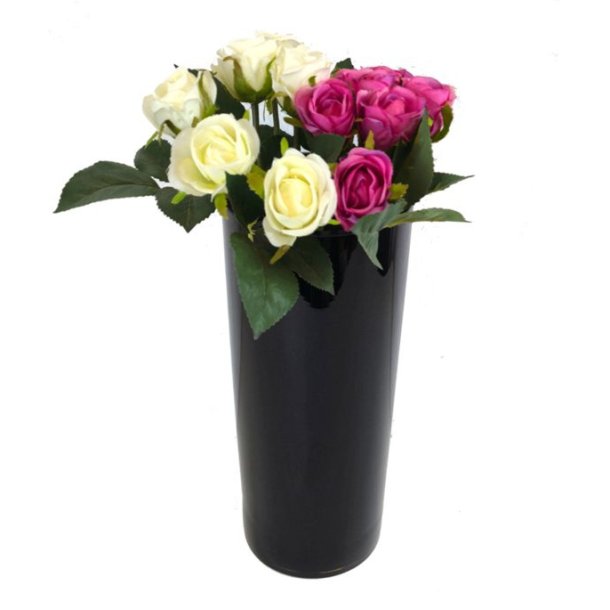 Glass vase sort 25cm. hy