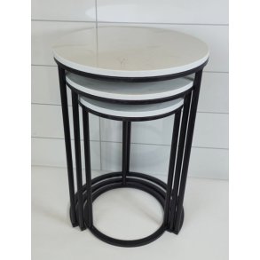 Kaffe bord sett a' 3 stk., Rund (KAN IKKE SENDES-M HENTES)