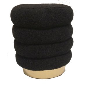 Puff wavy sort med gullkant