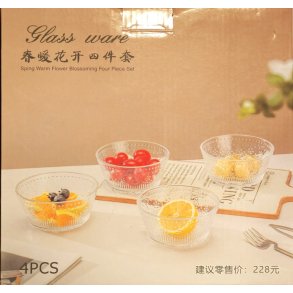 Glass skl sett 4 stk