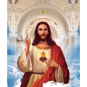 Poster med ramme i 3D, Jesus Hjerte