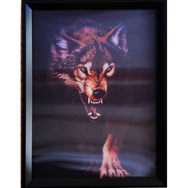 Poster med ramme i 3D, Angry Wolf